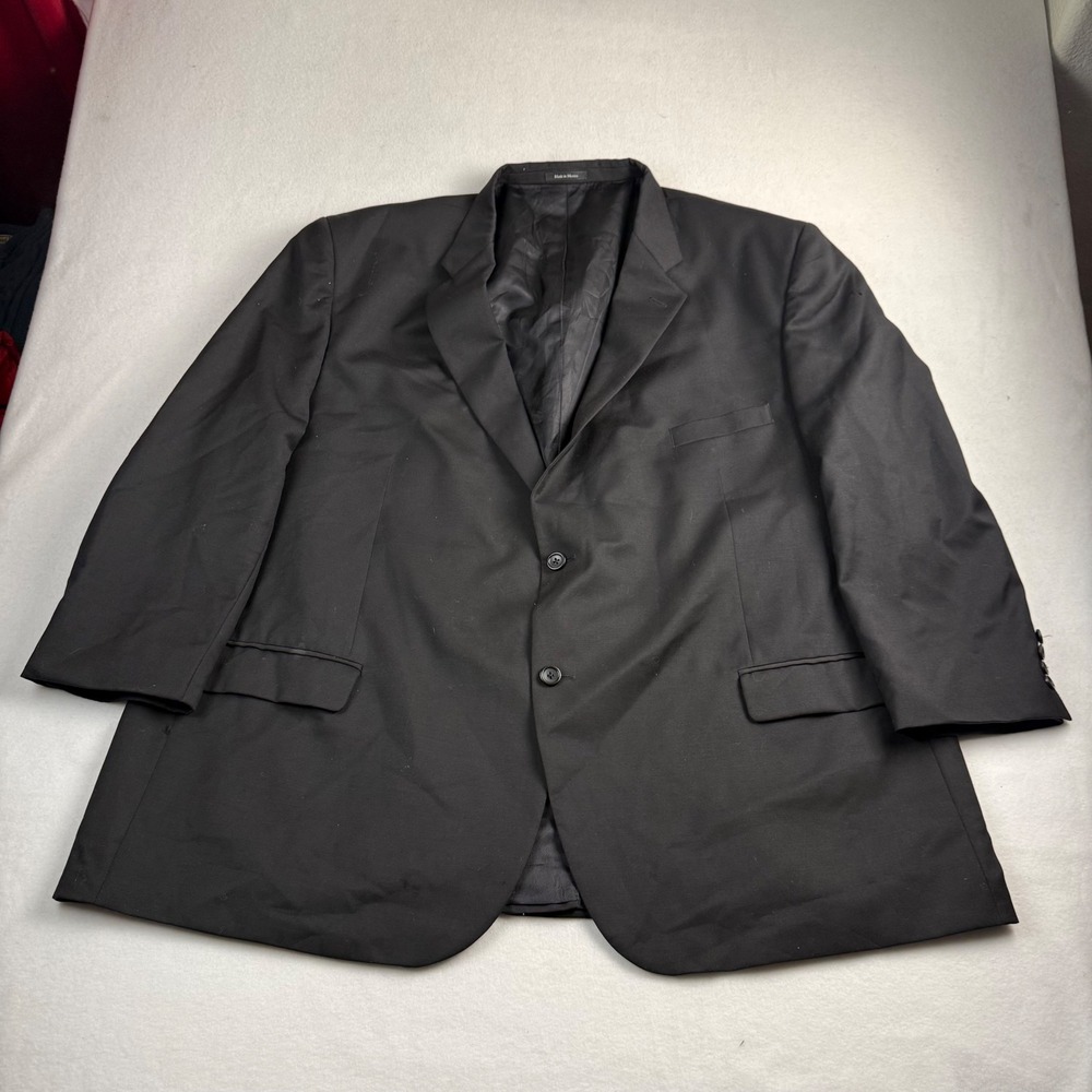 Joseph & Feiss Mens 54 Regular Black 100% Wool 2-Button Suit Jacket Blazer